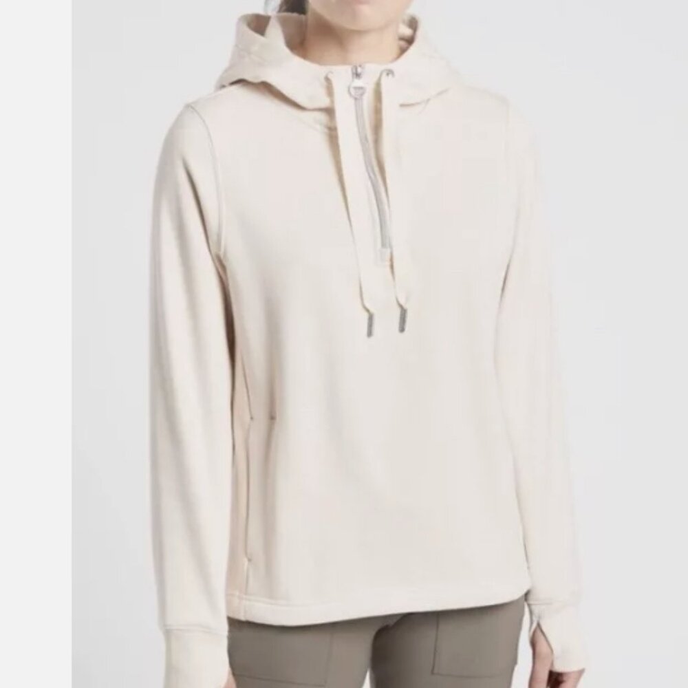 ATHLETA Cozy Karma 1/4 Zip Hoodie Top Chantilly Cream XXS